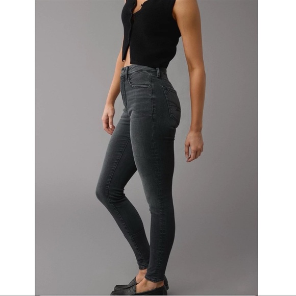 American Eagle Grey Wash Hi-Rise Jegging Super Super Stretch Jeans - Picture 2 of 6